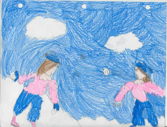 Audrey Plays in the snow.