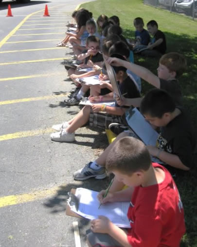 Class 2F doing spring observations