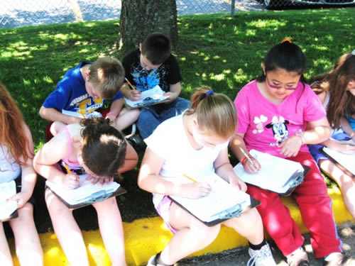 Class 2F doing spring observations