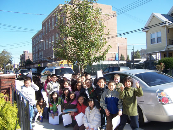 Our class in front of our fall tree